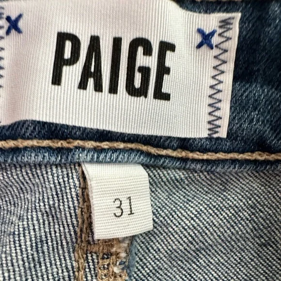 Paige Anthropologie High Rise Sarah Straight Distressed Cropped Jeans Button Fly - Picture 15 of 16